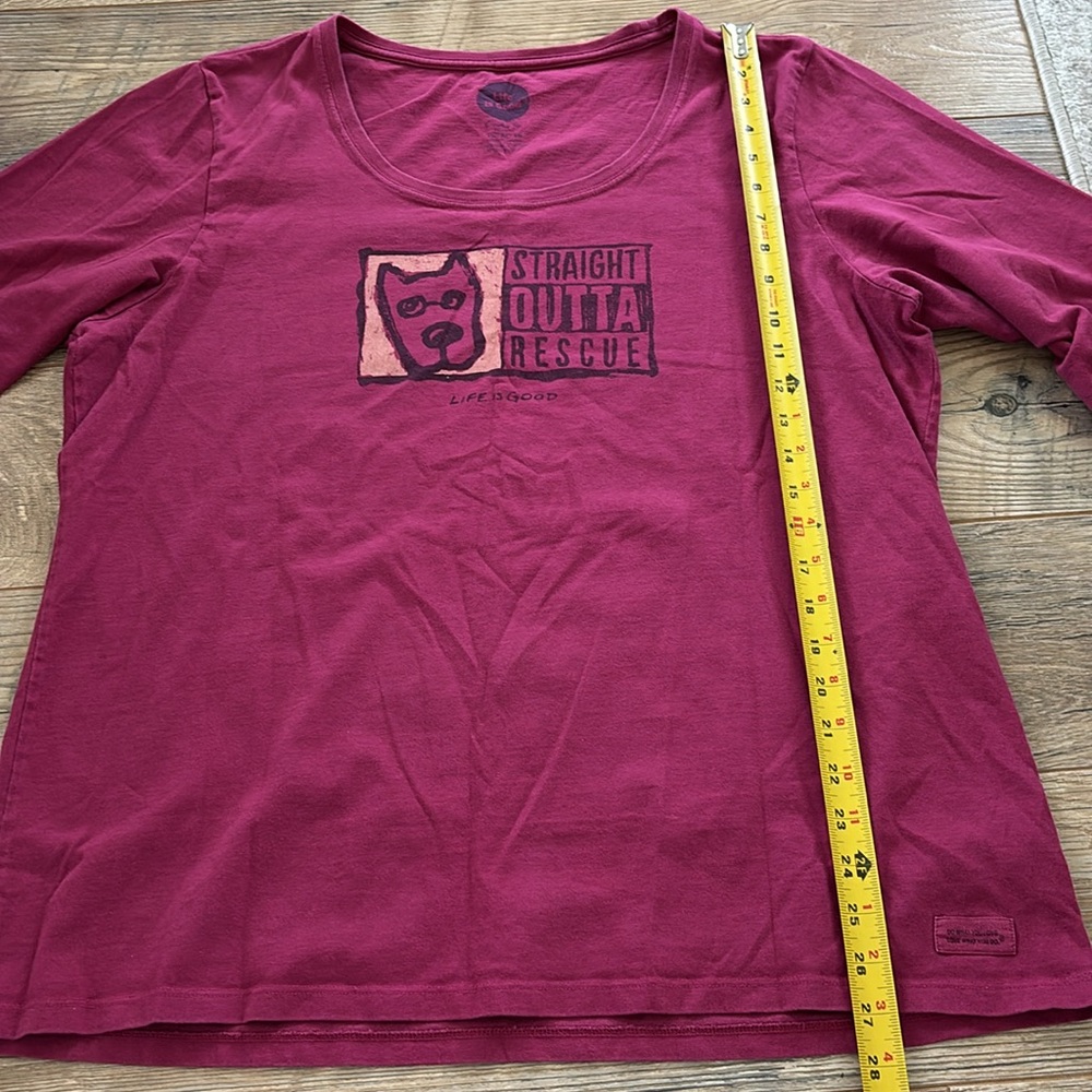 Life Is Good Straight Outta Rescue Women's Long Sleeve Pink Size XL - Picture 7 of 9